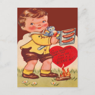 Cartes Pour Fêtes Annuelles Valentine Enfant Rétro Vintage Faisant Griller des