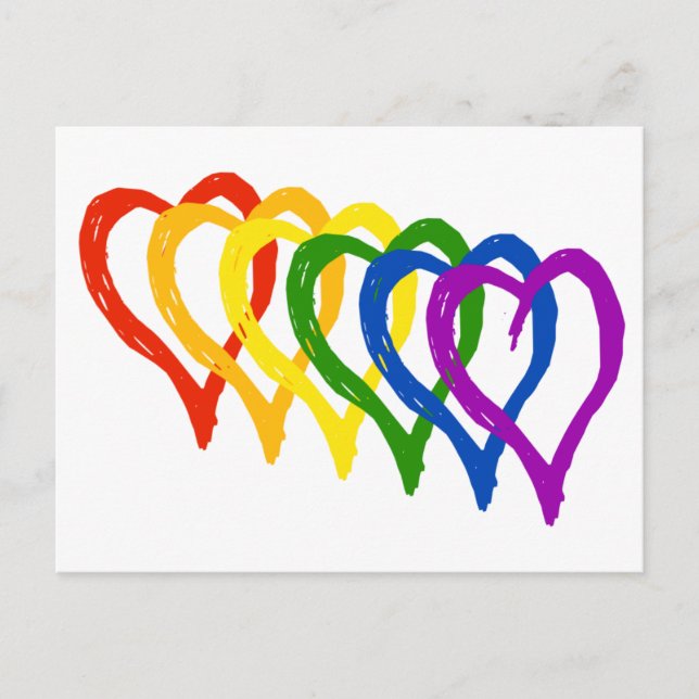 Cartes Pour Fêtes Annuelles Valentine Gay pride Rainbow Layered Hearts (Devant)