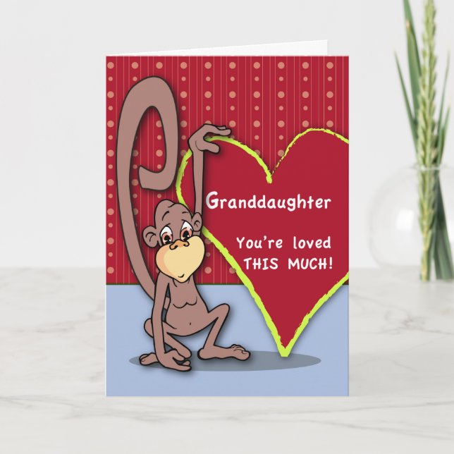 Cartes Pour Fêtes Annuelles Valentine Grandgirl Cute Monkey (Devant)