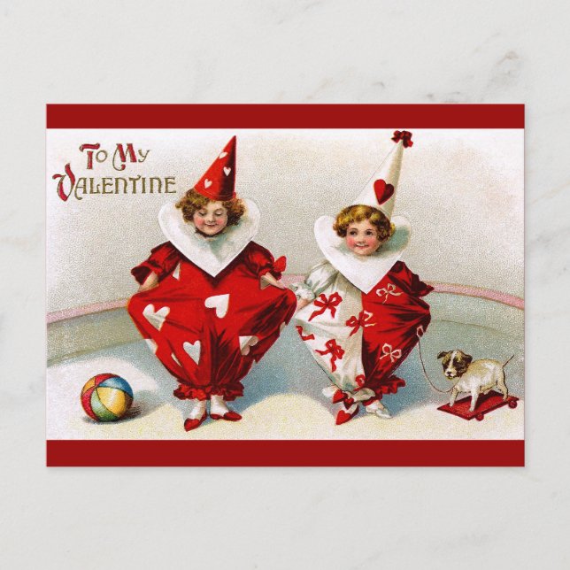 Cartes Pour Fêtes Annuelles Valentine Harlequins (Devant)