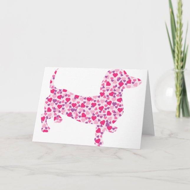 Cartes Pour Fêtes Annuelles Valentine Hearts Dachshund (Devant)