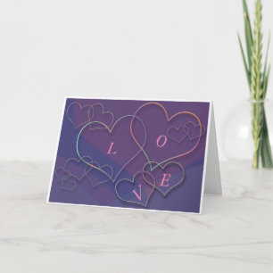 Cartes Pour Fêtes Annuelles Valentine Linking Heart Outlines with Love Card