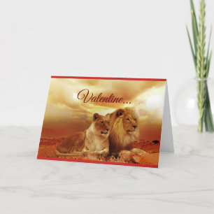 Cartes Pour Fêtes Annuelles Valentine Lion Couple