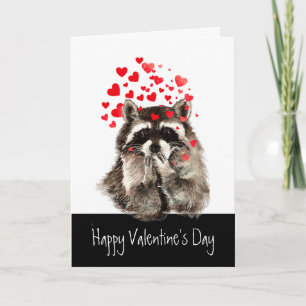 Cartes Pour Fêtes Annuelles Valentine Love Fun Raccoon Baisers Envolez mon coe