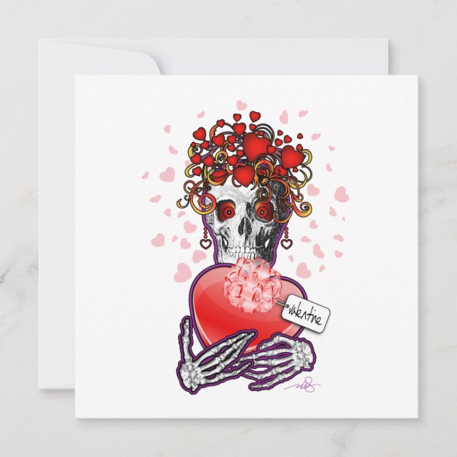 Cartes Pour Fêtes Annuelles Valentine Love Skull (Devant)