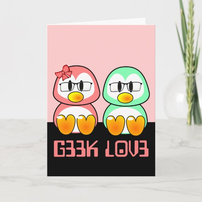 Cartes Pour Fêtes Annuelles Valentine nerd : Le geek Leet d'ordinateur parlent (Devant)
