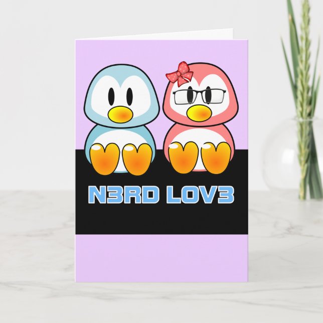 Cartes Pour Fêtes Annuelles Valentine Nerd : L'Geek de l'ordinateur parle amou (Devant)