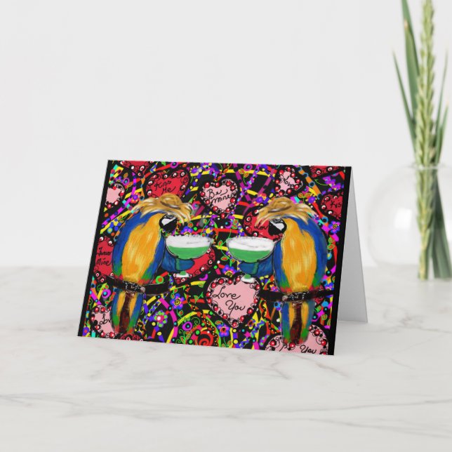 Cartes Pour Fêtes Annuelles Valentine Parrots (Devant)