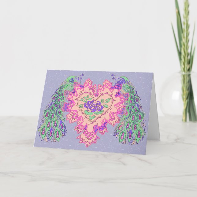Cartes Pour Fêtes Annuelles Valentine Peacock (Devant)