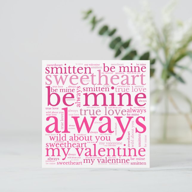 Cartes Pour Fêtes Annuelles Valentine Phrases WordArt Rose Texte Blanc (Debout devant)