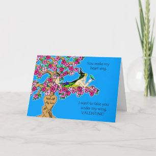 Cartes Pour Fêtes Annuelles Valentine pour Boyfriend Carve Names in Tree Bird