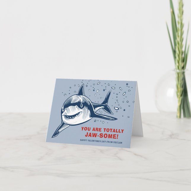 Cartes Pour Fêtes Annuelles Valentine pour des enfants de requins à mâchoires (Devant)