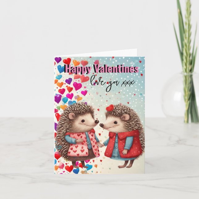 Cartes Pour Fêtes Annuelles Valentine pour lui, pour elle, hérisson amour (Devant)
