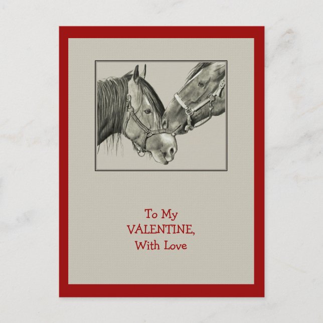 Cartes Pour Fêtes Annuelles Valentine : Pousser du nez de chevaux : Art (Devant)