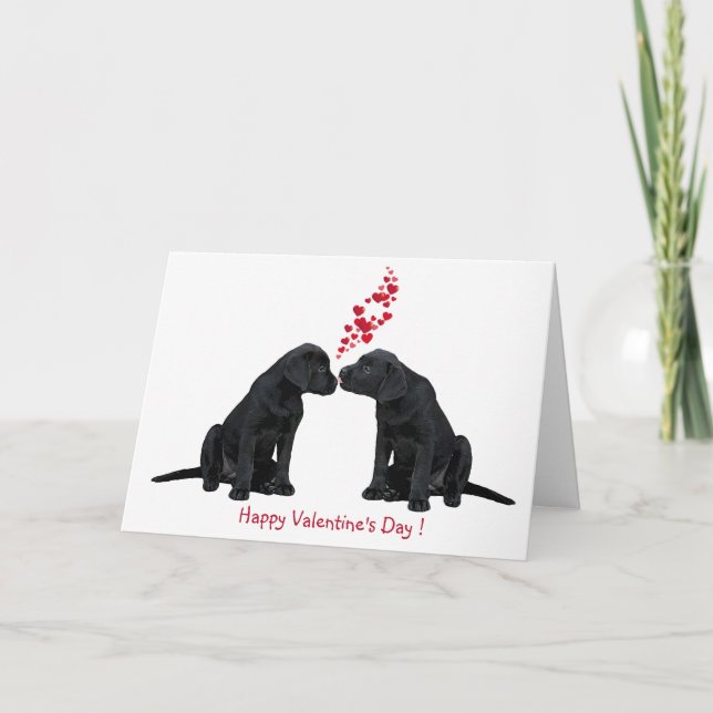 Cartes Pour Fêtes Annuelles Valentine Puppy - Black Lab (Devant)