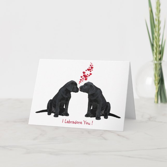 Cartes Pour Fêtes Annuelles Valentine Puppy - Black Lab (Devant)
