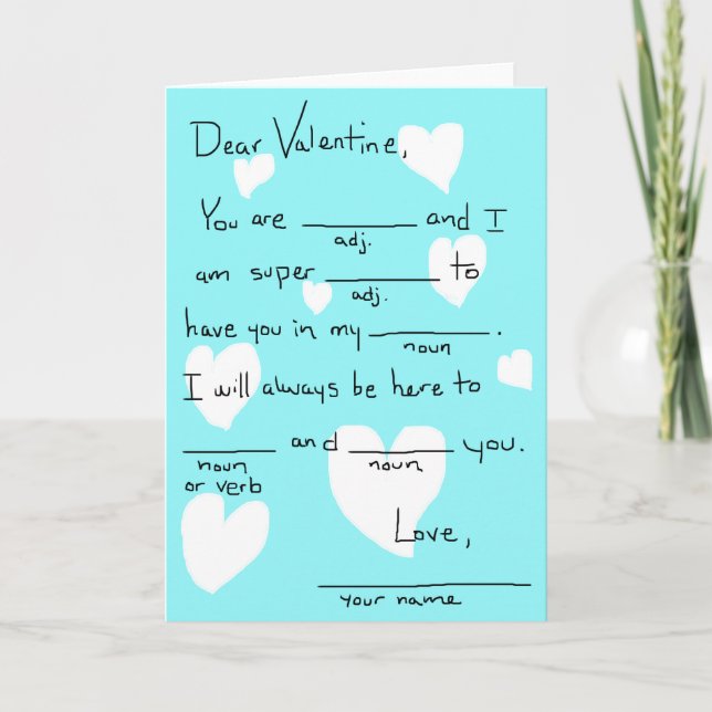 Cartes Pour Fêtes Annuelles Valentine remplissez le blanc (Devant)