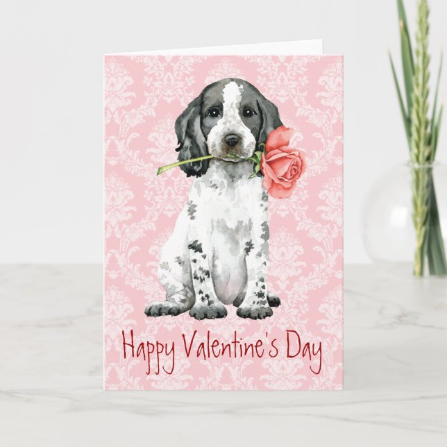 Cartes Pour Fêtes Annuelles Valentine Rose Anglais Cocker Spaniel Holiday Card (Devant)