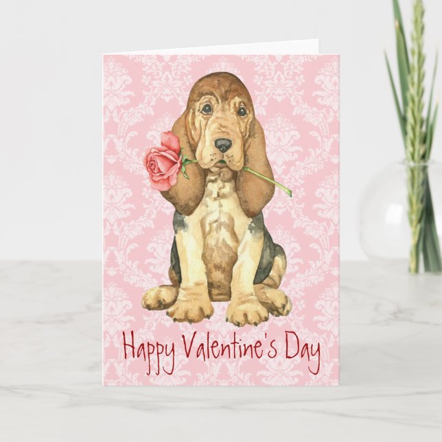Cartes Pour Fêtes Annuelles Valentine Rose Bloodhound (Devant)