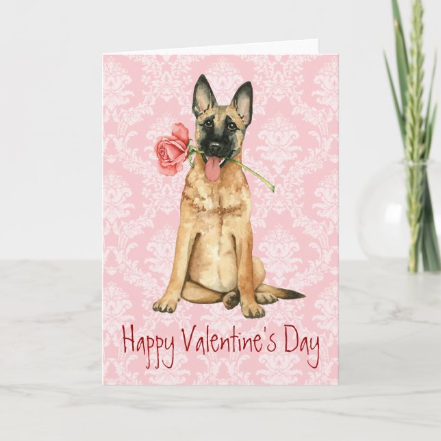 Cartes Pour Fêtes Annuelles Valentine Rose Malinois (Devant)