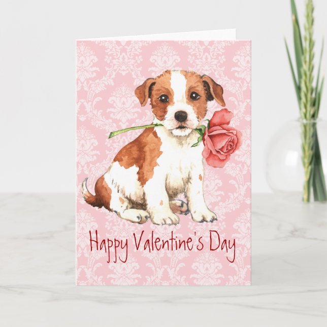 Cartes Pour Fêtes Annuelles Valentine Rose Parson Russell Terrier (Devant)