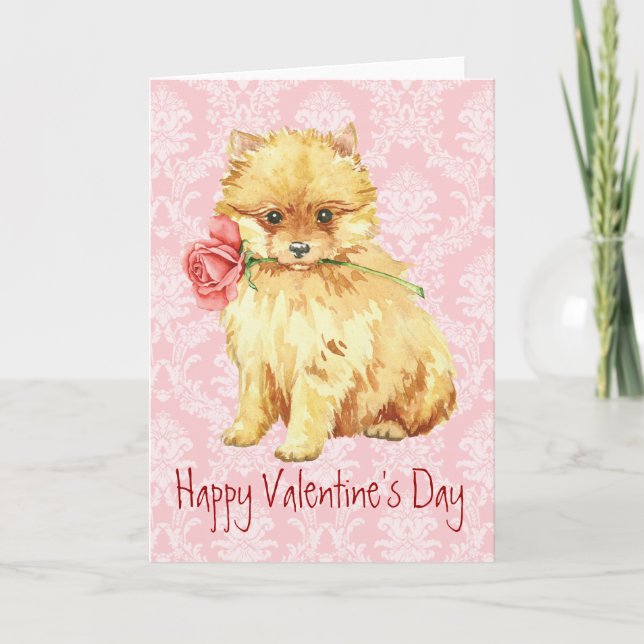 Cartes Pour Fêtes Annuelles Valentine Rose Pomeranian (Devant)