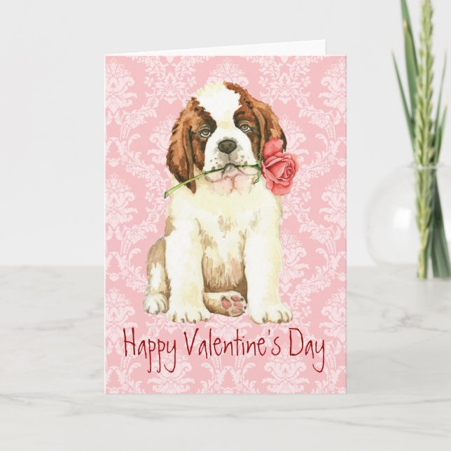 Cartes Pour Fêtes Annuelles Valentine Rose St. Bernard (Devant)