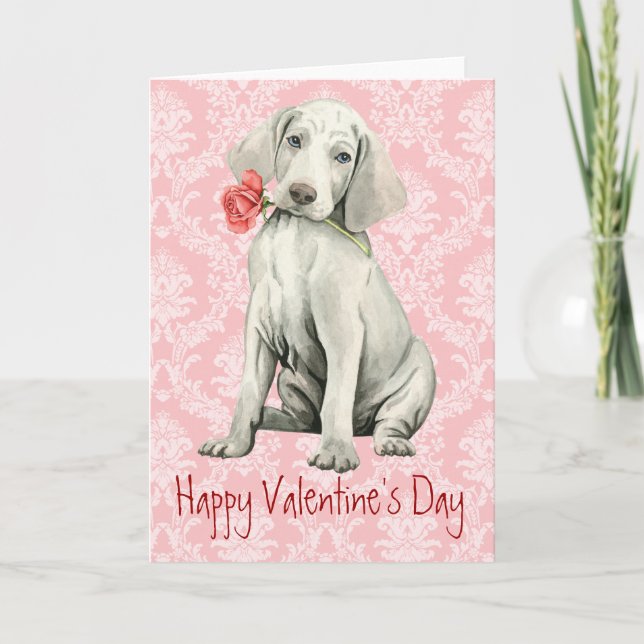 Cartes Pour Fêtes Annuelles Valentine Rose Weimaraner (Devant)