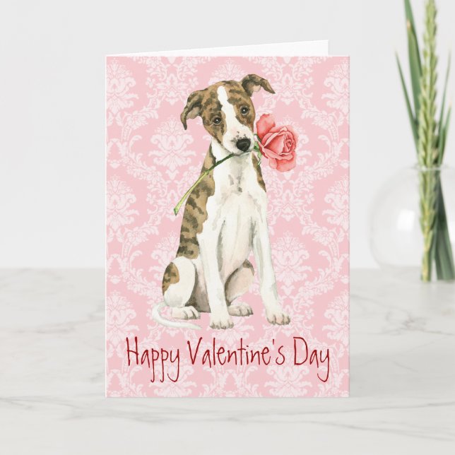 Cartes Pour Fêtes Annuelles Valentine Rose Whippet (Devant)