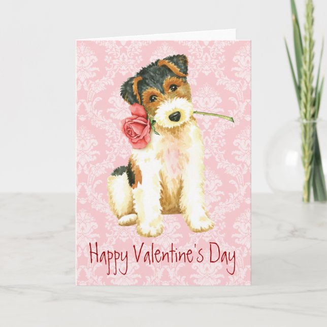 Cartes Pour Fêtes Annuelles Valentine Rose Wire Fox Terrier (Devant)
