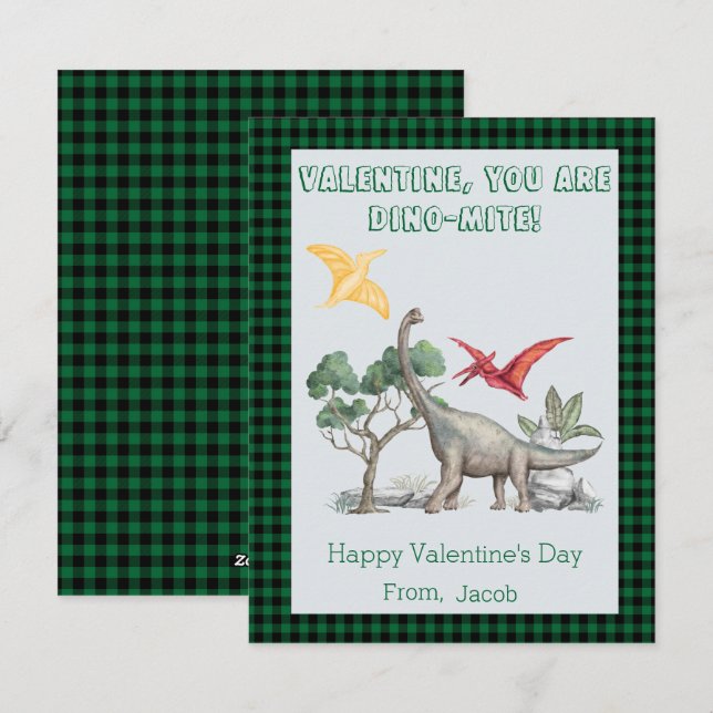 Cartes Pour Fêtes Annuelles Valentine, Tu Es DINO-Mite ! Valentines de classe (Devant / Derrière)