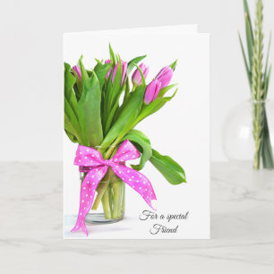 Cartes Pour Fêtes Annuelles Valentine Tulipes roses pour ami
