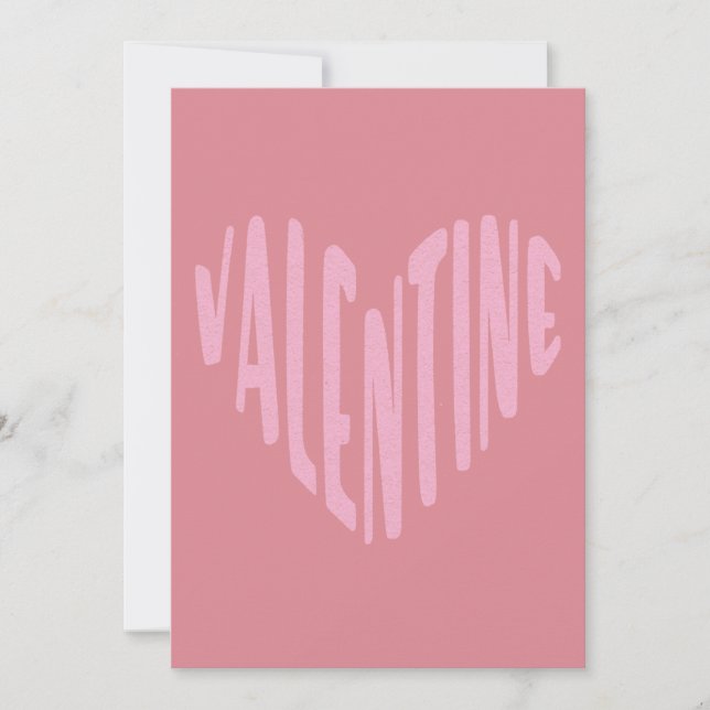 Cartes Pour Fêtes Annuelles Valentine Typographie moderne Coeur rose (Devant)