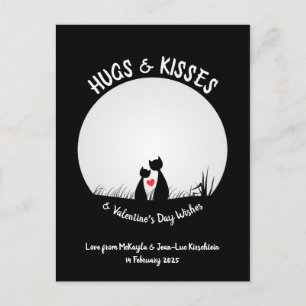 Cartes Pour Fêtes Annuelles Valentine veut adorable Chat Couple Coeur Lune
