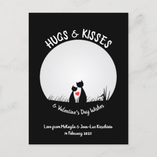 Cartes Pour Fêtes Annuelles Valentine veut adorable Chat Couple Coeur Lune