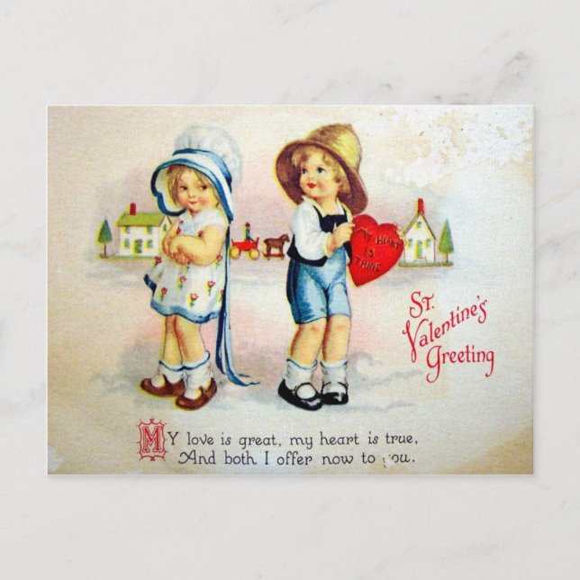 Cartes Pour Fêtes Annuelles Valentine vintage (Devant)