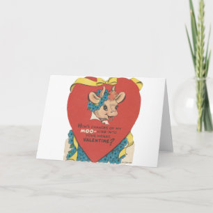 Cartes Pour Fêtes Annuelles Valentine vintage "Cow Moo"