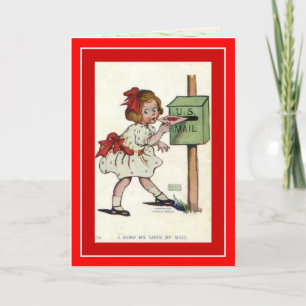 Cartes Pour Fêtes Annuelles Valentine vintage ~ Mignonne fille Envoyer à Valen