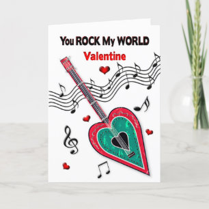Cartes Pour Fêtes Annuelles Valentine You Rock My World Heart Guitar Music