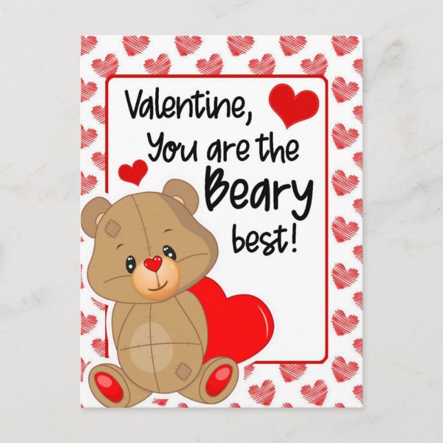 Cartes Pour Fêtes Annuelles Valentines Beary Coeurs (Devant)