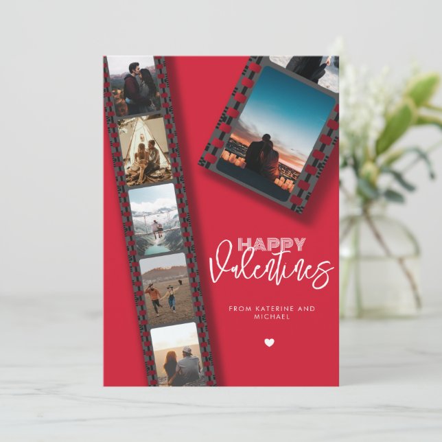 Cartes Pour Fêtes Annuelles Valentines Camera Roll 6 Photo Collage Couple (Debout devant)