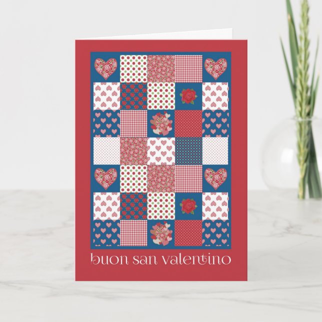 Cartes Pour Fêtes Annuelles Valentine's Card Salutation italienne, Coeurs, Ros (Devant)