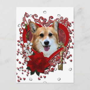 Cartes Pour Fêtes Annuelles Valentines - clé à mon coeur - corgi - Owen
