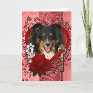 Cartes Pour Fêtes Annuelles Valentines - clé à mon coeur - Sheltie - Chani