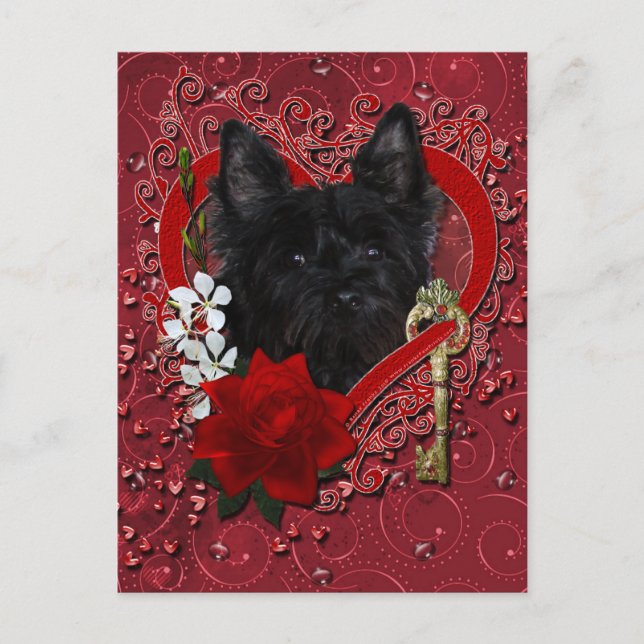 Cartes Pour Fêtes Annuelles Valentines - Clé de mon coeur - Cairn Terrier (Devant)