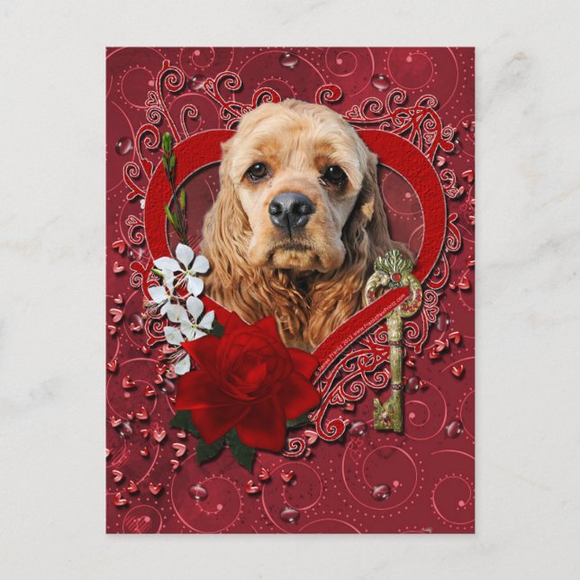 Cartes Pour Fêtes Annuelles Valentines - Clé de mon coeur - Cocker Spaniel (Devant)