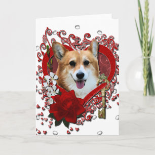 Cartes Pour Fêtes Annuelles Valentines - Clé de mon coeur - Corgi - Owen