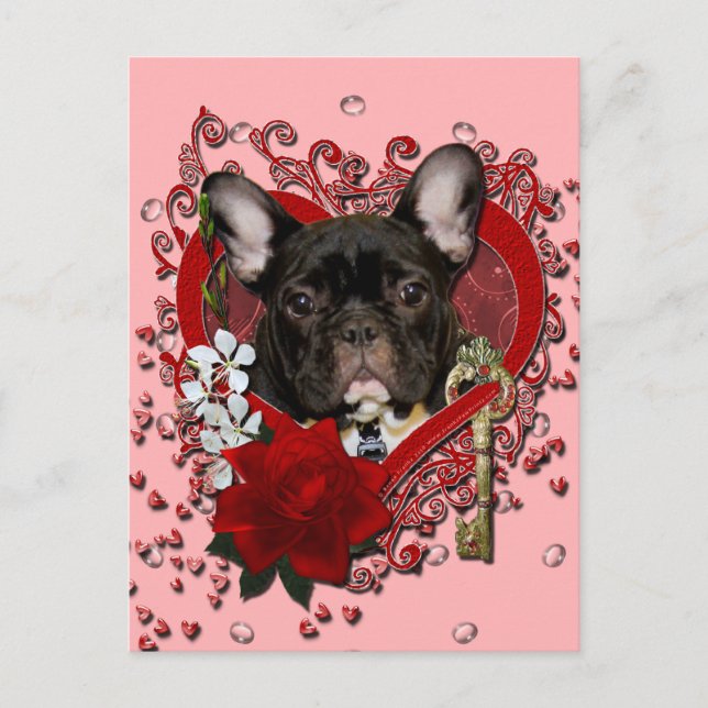 Cartes Pour Fêtes Annuelles Valentines - Clé de mon coeur - French Bulldog (Devant)