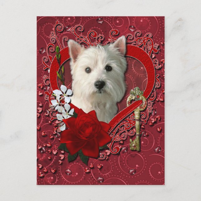 Cartes Pour Fêtes Annuelles Valentines - Clé de mon coeur West Highland Terrie (Devant)