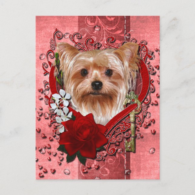 Cartes Pour Fêtes Annuelles Valentines - Clé de mon coeur - Yorkshire Terrier (Devant)